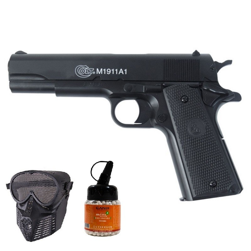 SUPER PAKET! AIRSOFT VZMETNA PIŠTOLA COLT 1911 BLACK TACTICAL