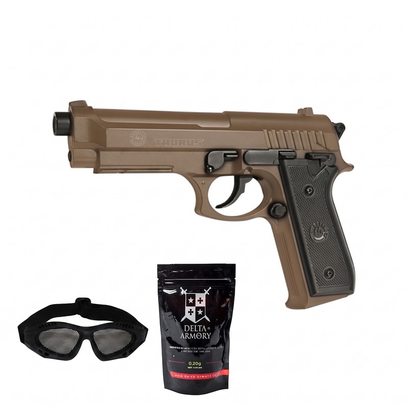 SUPER PAKET! AIRSOFT VZMETNA PIŠTOLA TAURUS PT92 TAN DUAL COLOR