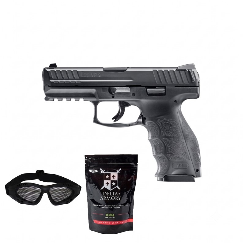 SUPER PAKET! AIRSOFT VZMETNA PIŠTOLA PIŠTOAL HK VP9 METAL UMAREX