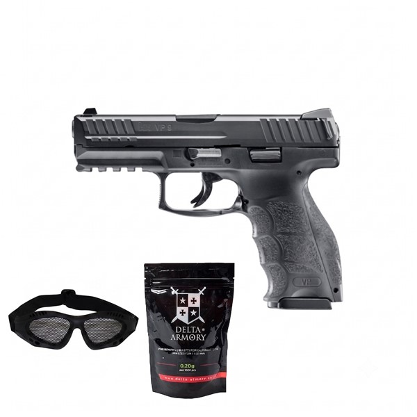 SUPER PAKET! AIRSOFT VZMETNA PIŠTOLA PIŠTOAL HK VP9 METAL UMAREX