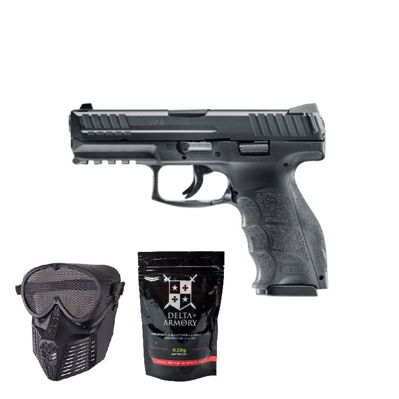 SUPER PAKET! AIRSOFT VZMETNA PIŠTOLA PIŠTOAL HK VP9 METAL UMAREX