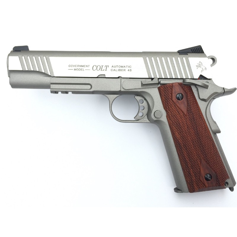 AIRSOFT TRZAJNA PLINSKA PIŠTOLA COLT 1911 RAIL STAINLESS CO2