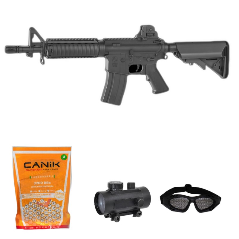 SUPER PAKET! AIRSOFT ELEKTRO PUŠKA COLT M4 CQB POLIMER