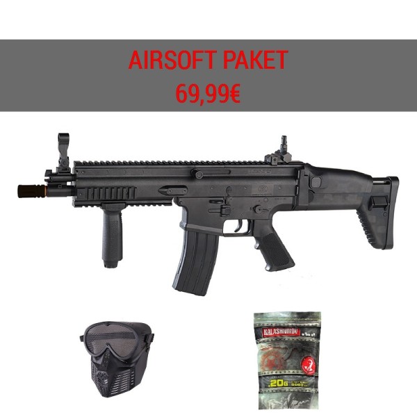 IZDELEK MESECA! AIRSOFT VZMETNA PUŠKA FN SCAR L BLACK COLOR PAKET