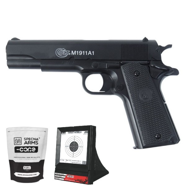 SUPER PAKET! AIRSOFT VZMETNA PIŠTOLA COLT 1911 BLACK TACTICAL