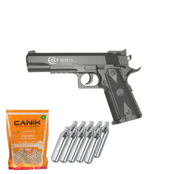 SUPER PAKET! AIRSOFT NETRZAJNA PLINSKA PIŠTOLA COLT 1911 GOVERNMENT ABS CO2