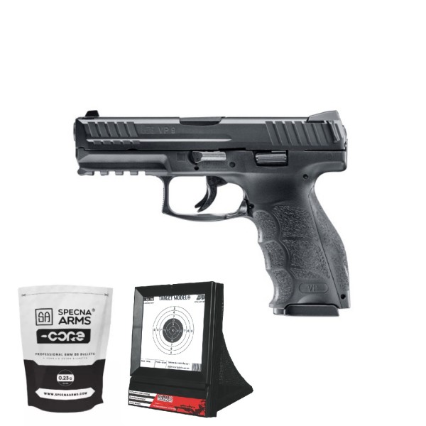 SUPER PAKET! AIRSOFT VZMETNA PIŠTOLA PIŠTOAL HK VP9 METAL UMAREX