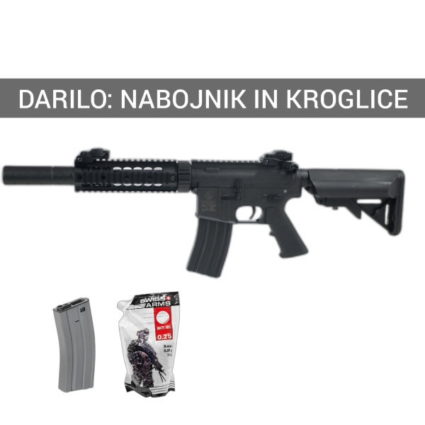 AIRSOFT ELEKTRO PUŠKA COLT M4 NYLON SILENT OPS + DARILO