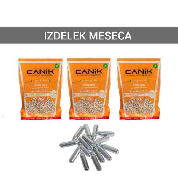 IZDELEK MESECA: 3X AIRSOFT BB KROGLICE CANIK BIO 0,25G 3200 + 10 CO2 GRATIS