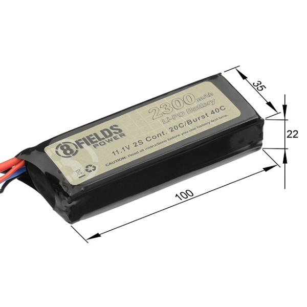 AIRSOFT BATERIJA 8FIELDS LI-PO 2300MAH 11,1V 20/40C