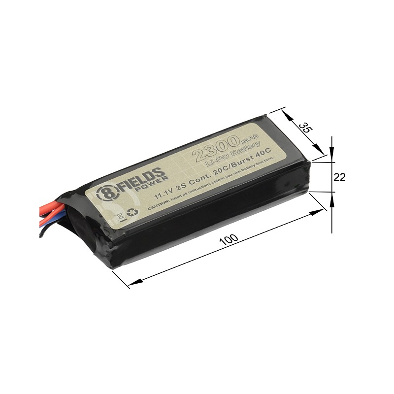 AIRSOFT BATERIJA 8FIELDS LI-PO 2300MAH 11,1V 20/40C